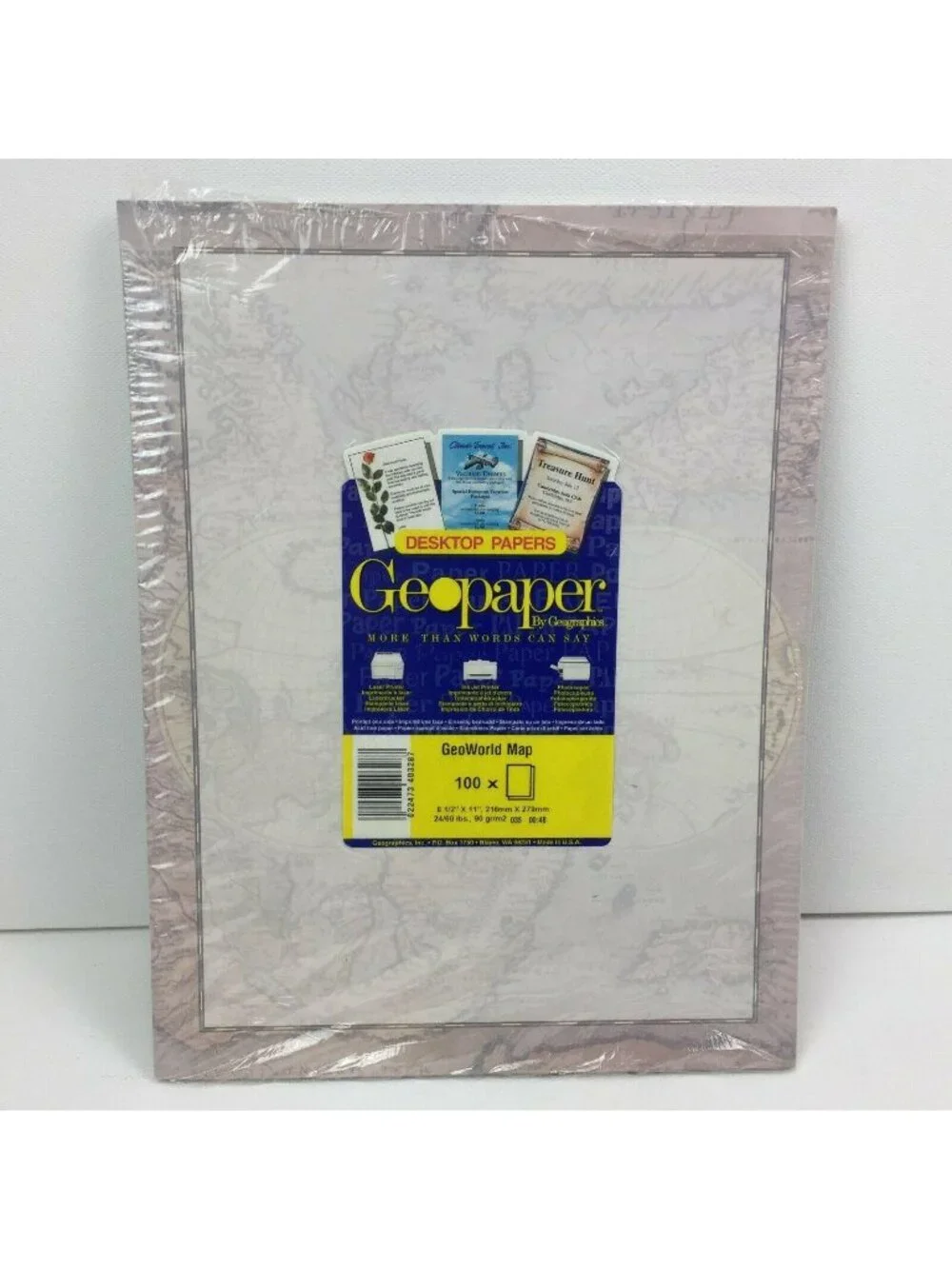 Geopaper 51 Sheets Geo World Map Black Stationery Invitations Geographics 8.5x11